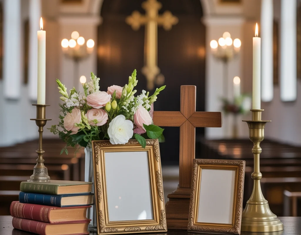 Vintage Church Entryway Table Decor
