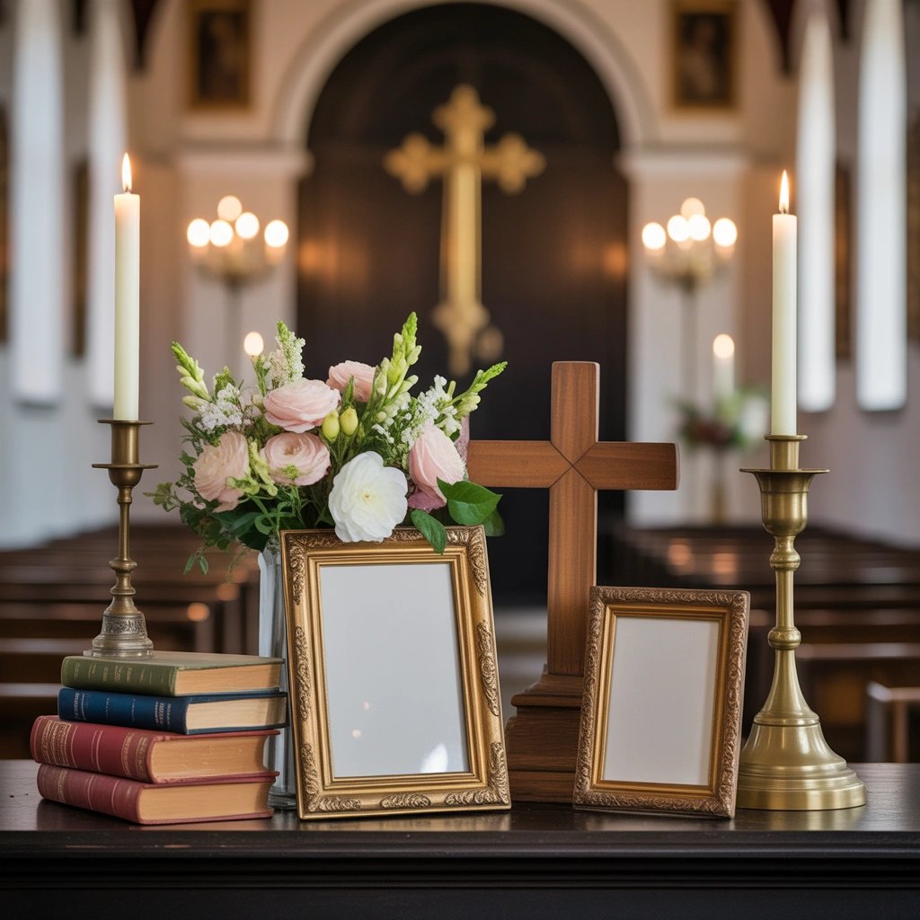 Vintage Church Entryway Table Decor