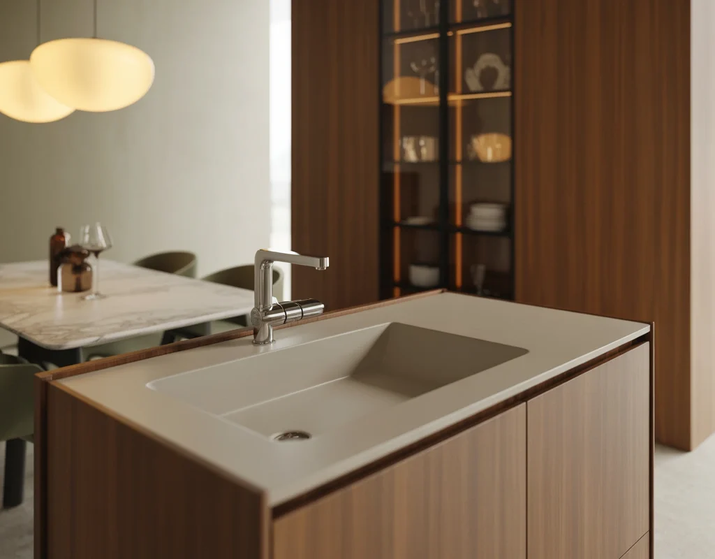Wash Basin Integrated into a Dining Storage Unit