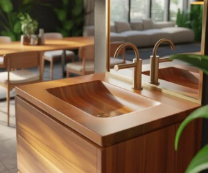 Wooden Vanity with a Natural and Warm Appearance