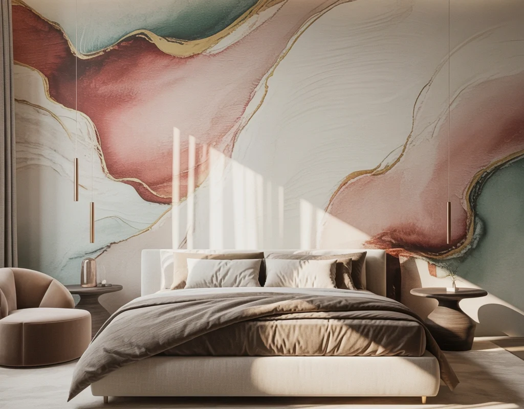 Abstract Art Wallpaper for a Creative Bedroom Personality