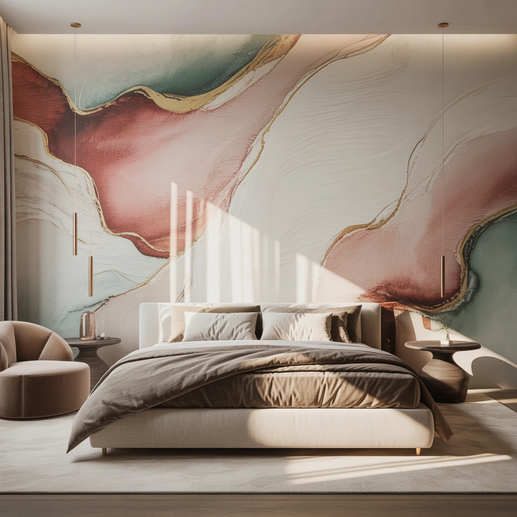 Abstract Art Wallpaper for a Creative Bedroom Personality