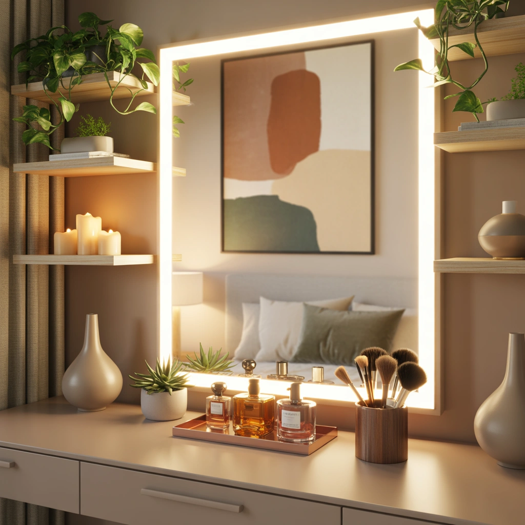Add Artwork or Wall Decor Above the Dressing Table