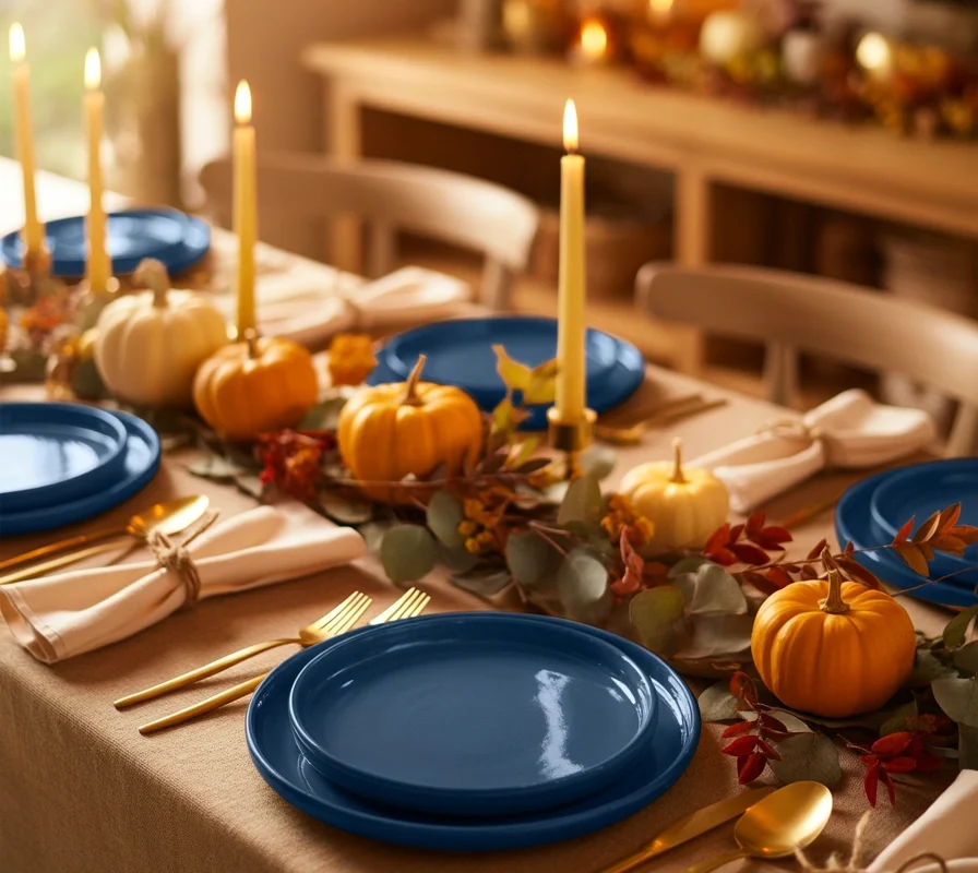 Add Blue Thanksgiving Dinner Plates and Tableware