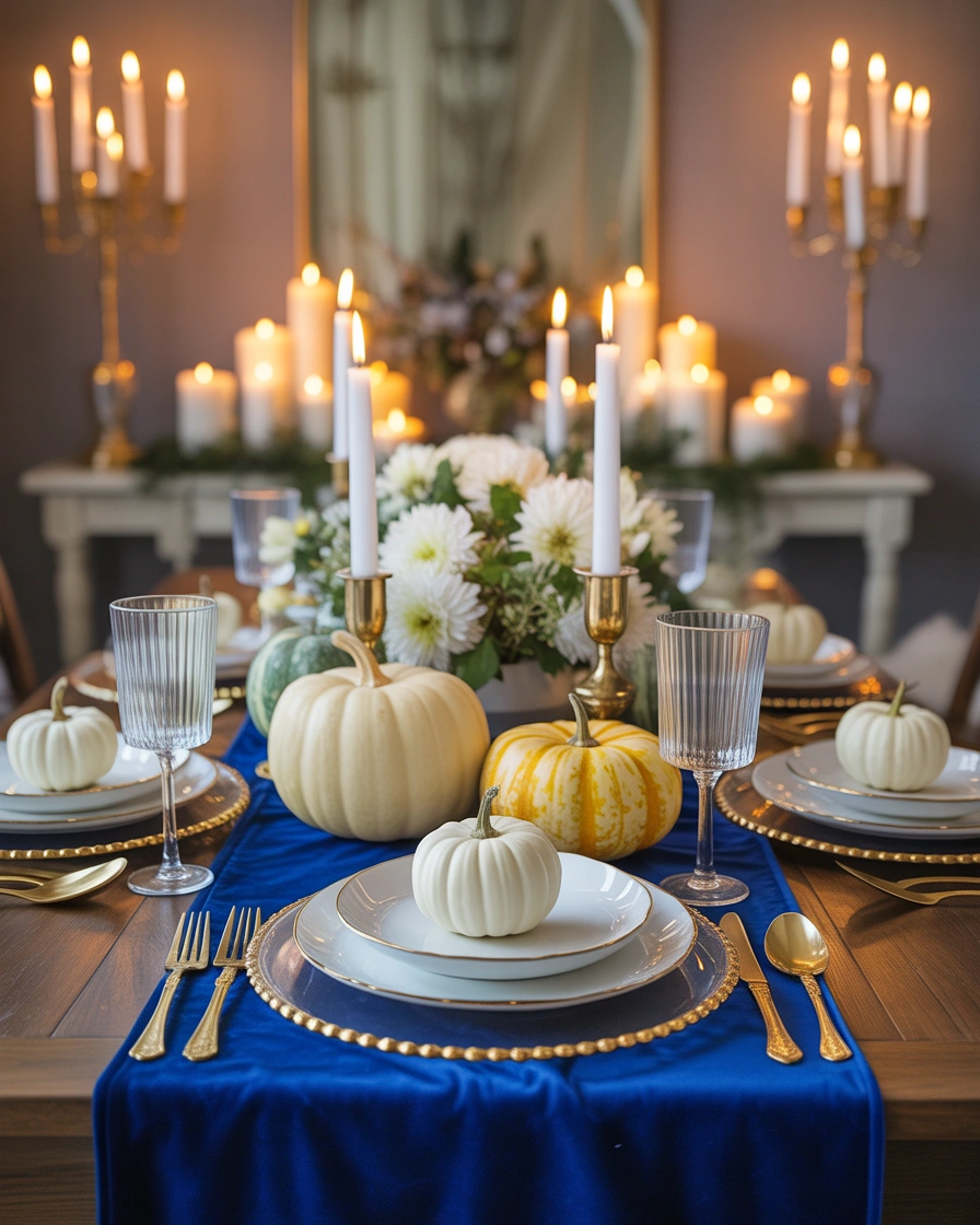 Add Blue Velvet Details for a Luxurious Thanksgiving Look