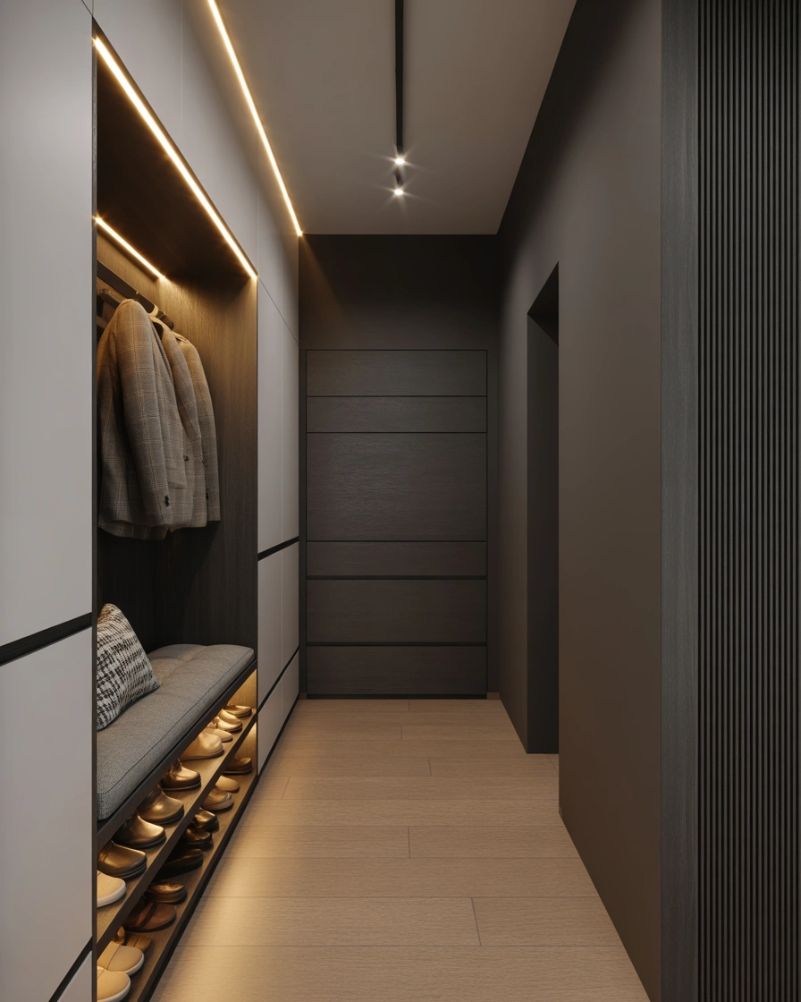 Add Built In Storage Solutions for a Functional Narrow Hallway