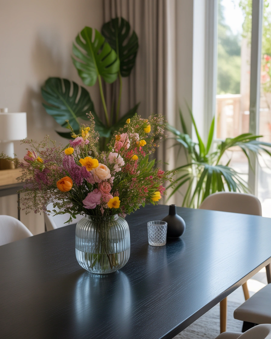Add Colorful Flowers for a Vibrant Dining Room