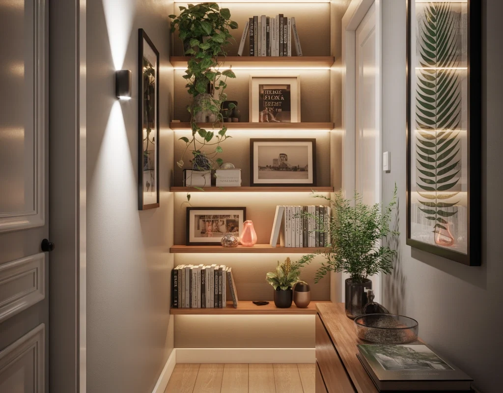 Add Floating Shelves for Functional and Beautiful Hallway Decoration