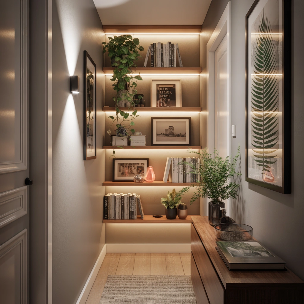 Add Floating Shelves for Functional and Beautiful Hallway Decoration