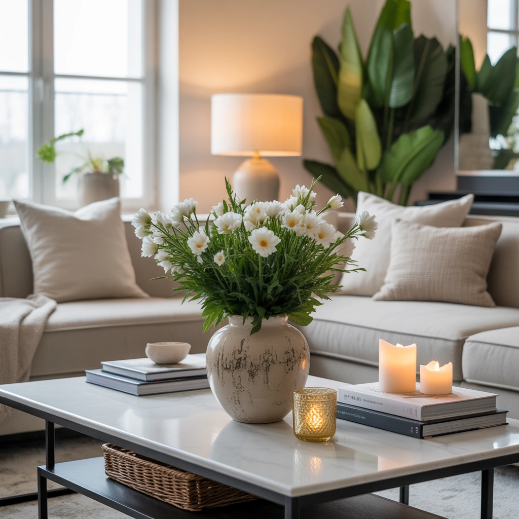 Add Fresh Flowers to Bring Life and Color to Your Living Room Table