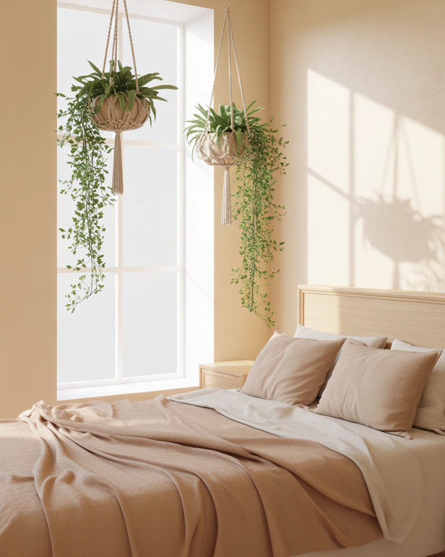 Add Hanging Plants Above a Bedroom Corner