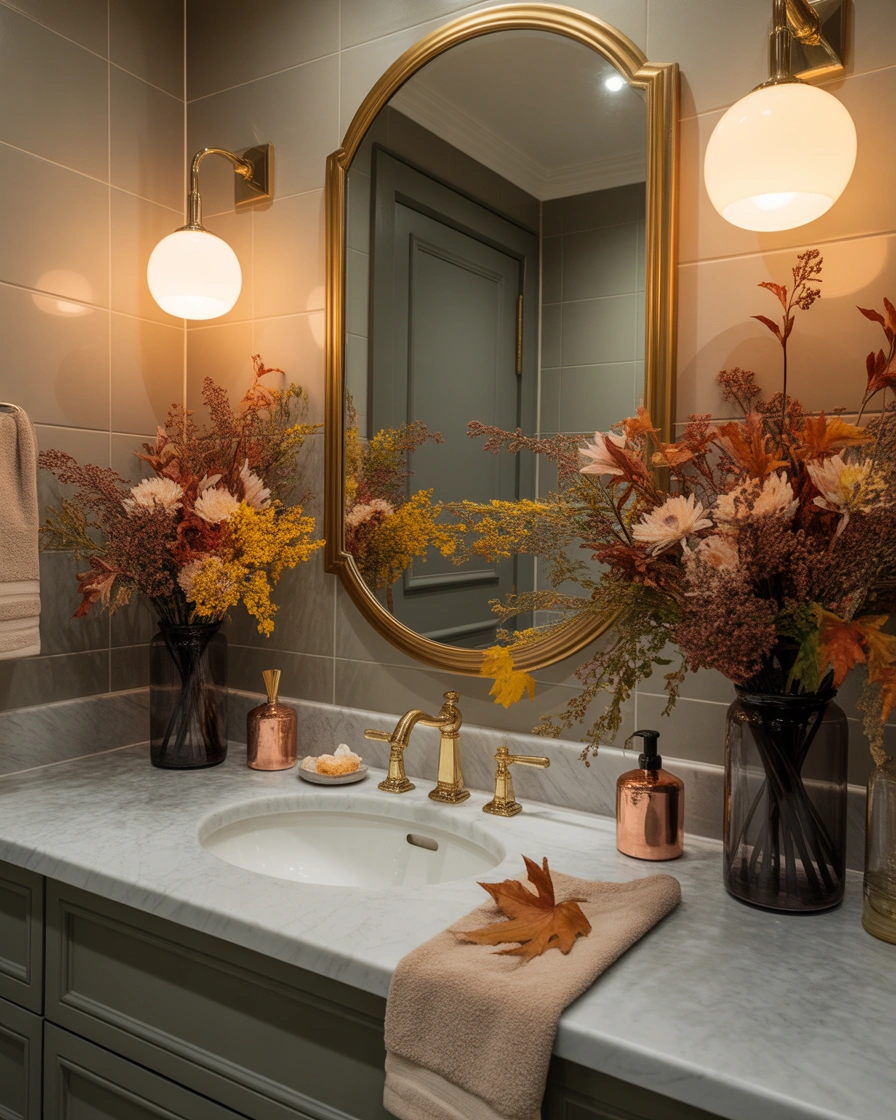 Add Luxury Metallic Accents for an Elegant Fall Bathroom