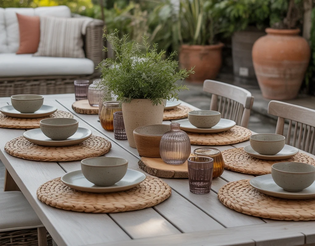 Add Natural Materials for a Rustic Outdoor Dining Style