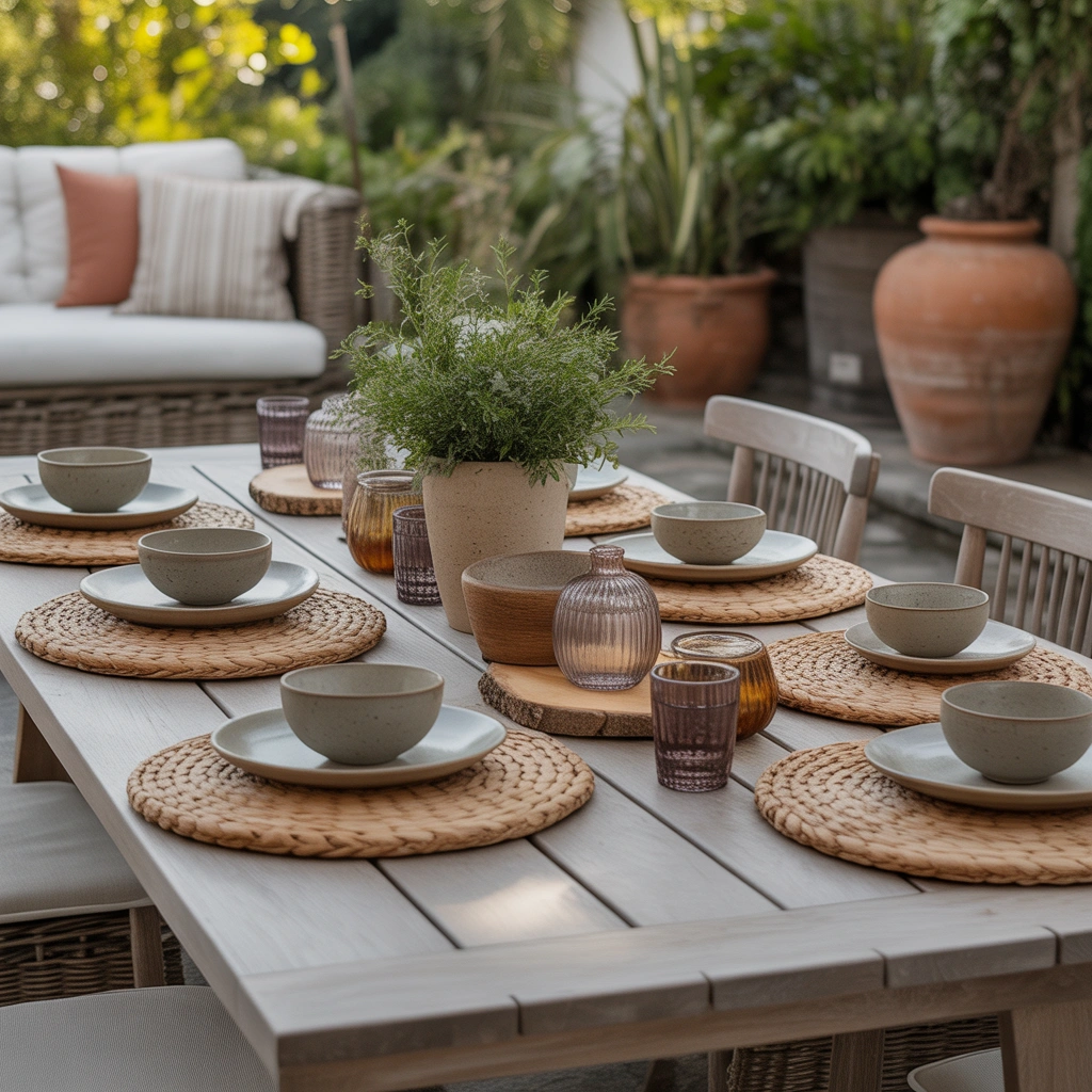 Add Natural Materials for a Rustic Outdoor Dining Style