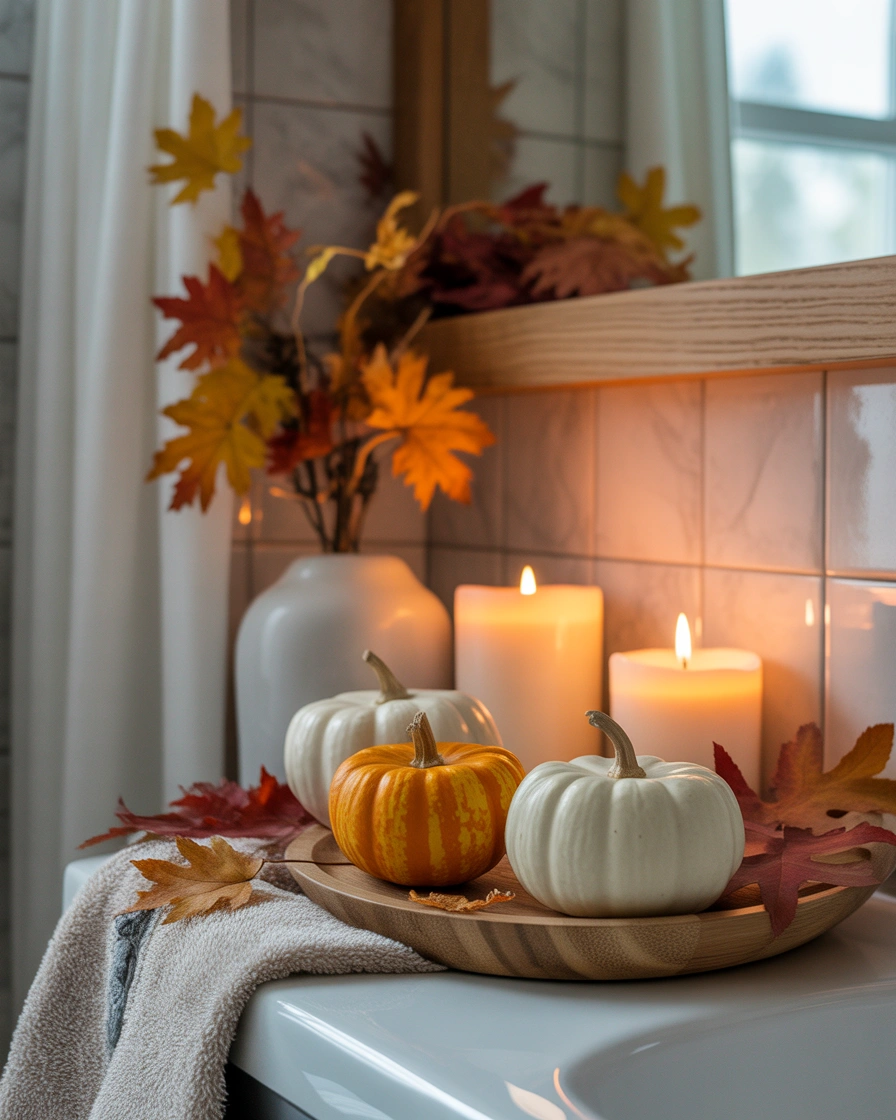 Add Pumpkin Decorations for a Classic Fall Bathroom Style
