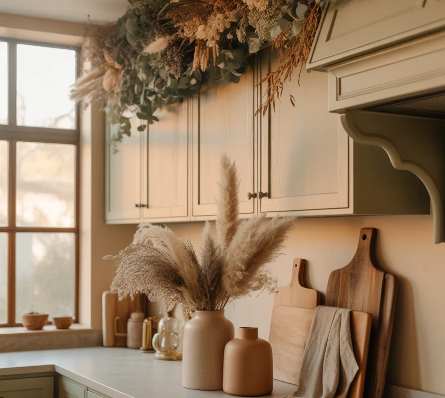 Add Seasonal Greenery And Dried Floral Arrangements