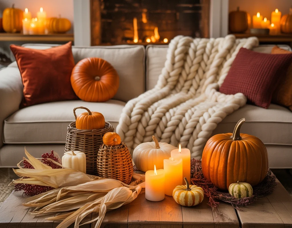 Add Thanksgiving Themed Throw Pillows and Blankets