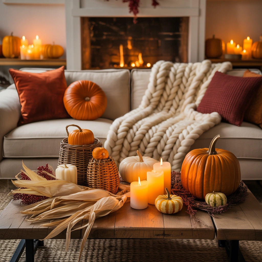 Add Thanksgiving Themed Throw Pillows and Blankets