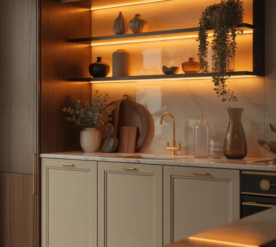 Add Warm Lighting Above Kitchen Cabinets