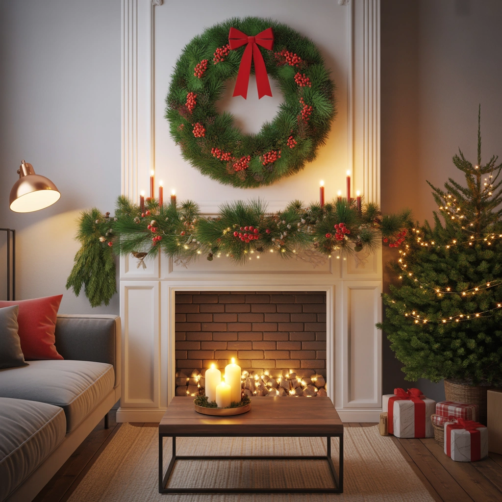 Add a Beautiful Christmas Wreath Above Furniture or Empty Walls