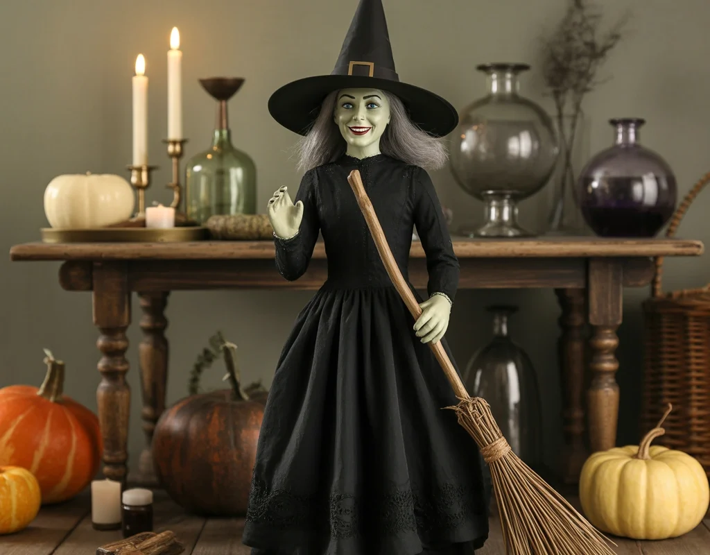 Add a Classic Vintage Witch Display for an Old Fashioned Halloween Look