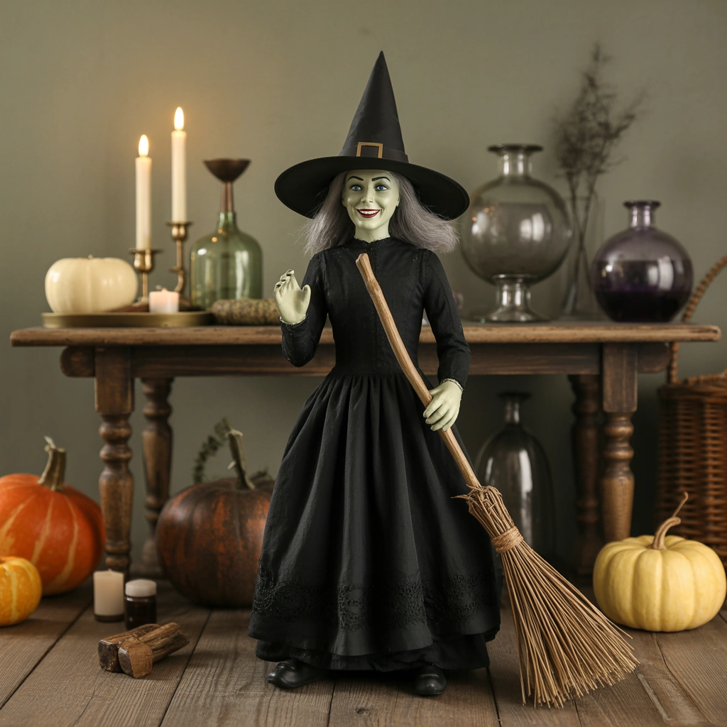 Add a Classic Vintage Witch Display for an Old Fashioned Halloween Look