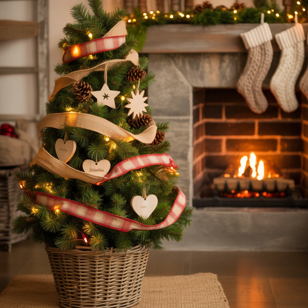 Add a Cozy Farmhouse Style to Your Slim Christmas Tree
