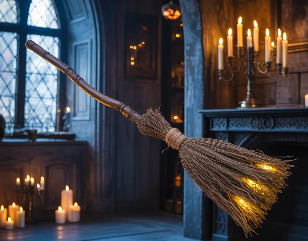 Add a Flying Broomstick Halloween Decoration