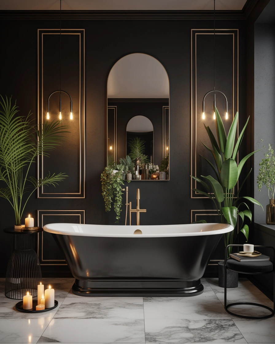 Add a Freestanding Bathtub With Gold Fixtures