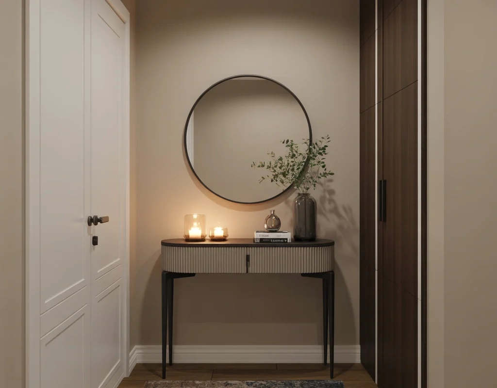 Add a Narrow Console Table With Complementary Wall Decor