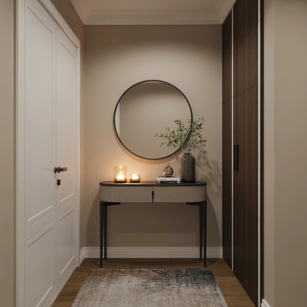 Add a Narrow Console Table With Complementary Wall Decor