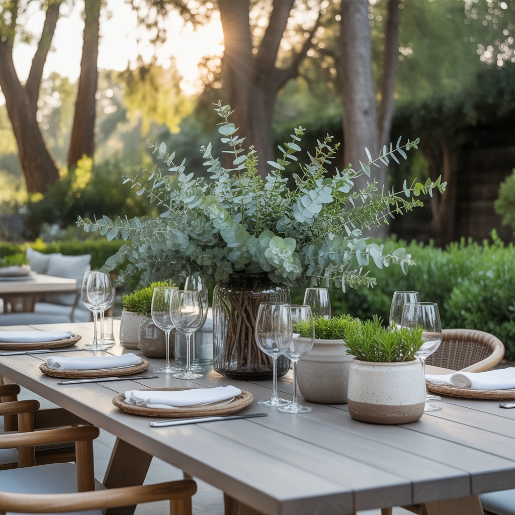 Add a Natural Greenery Centerpiece for a Fresh Outdoor Feel