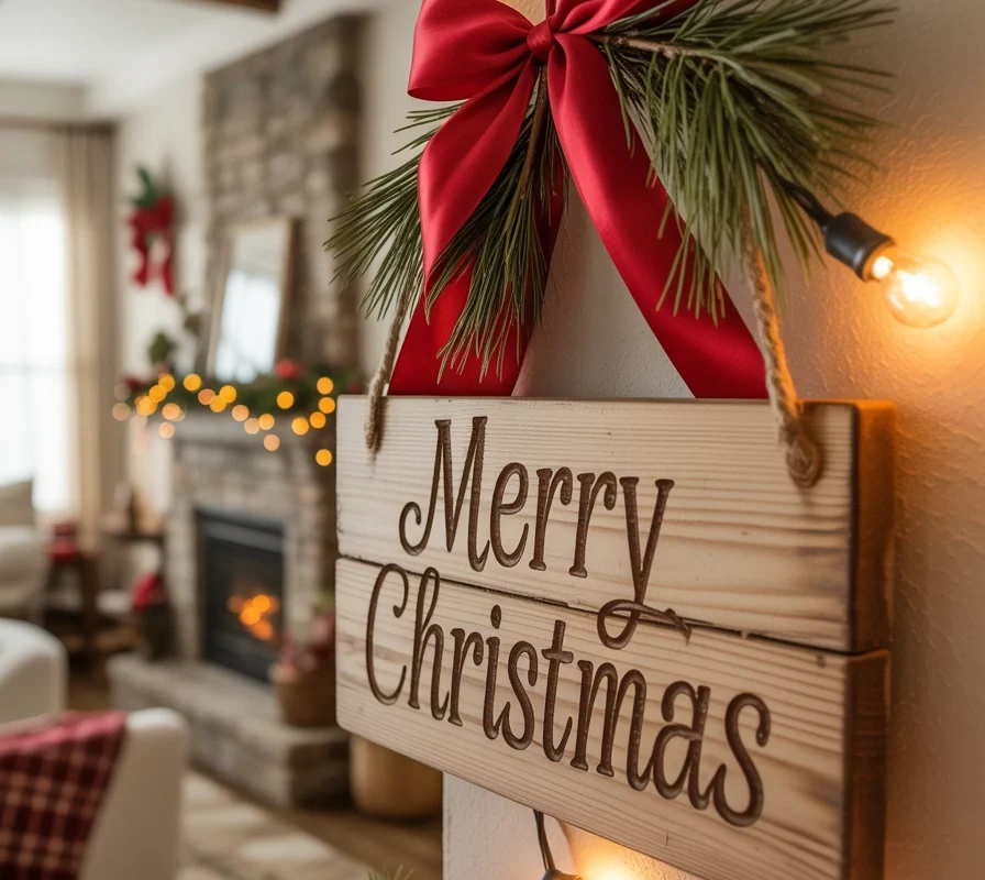 Add a Rustic Wooden Christmas Sign Wall