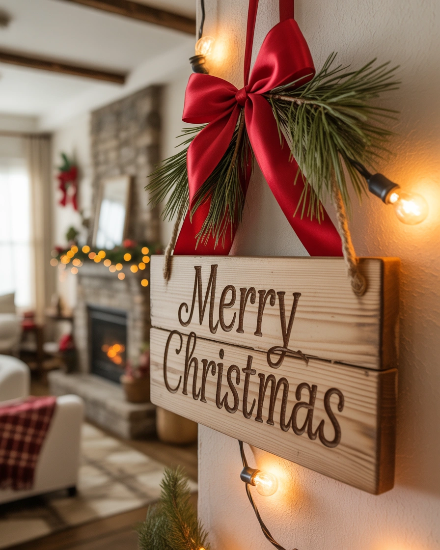 Add a Rustic Wooden Christmas Sign Wall