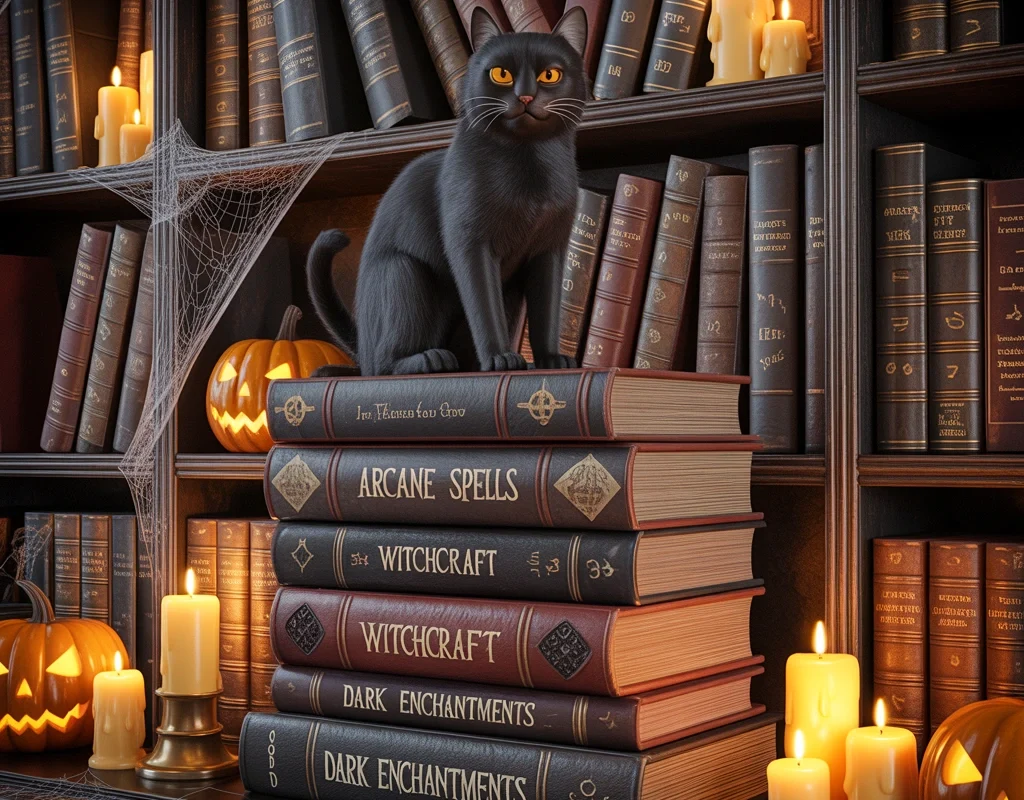 Antique Books and Haunted Library Decorations