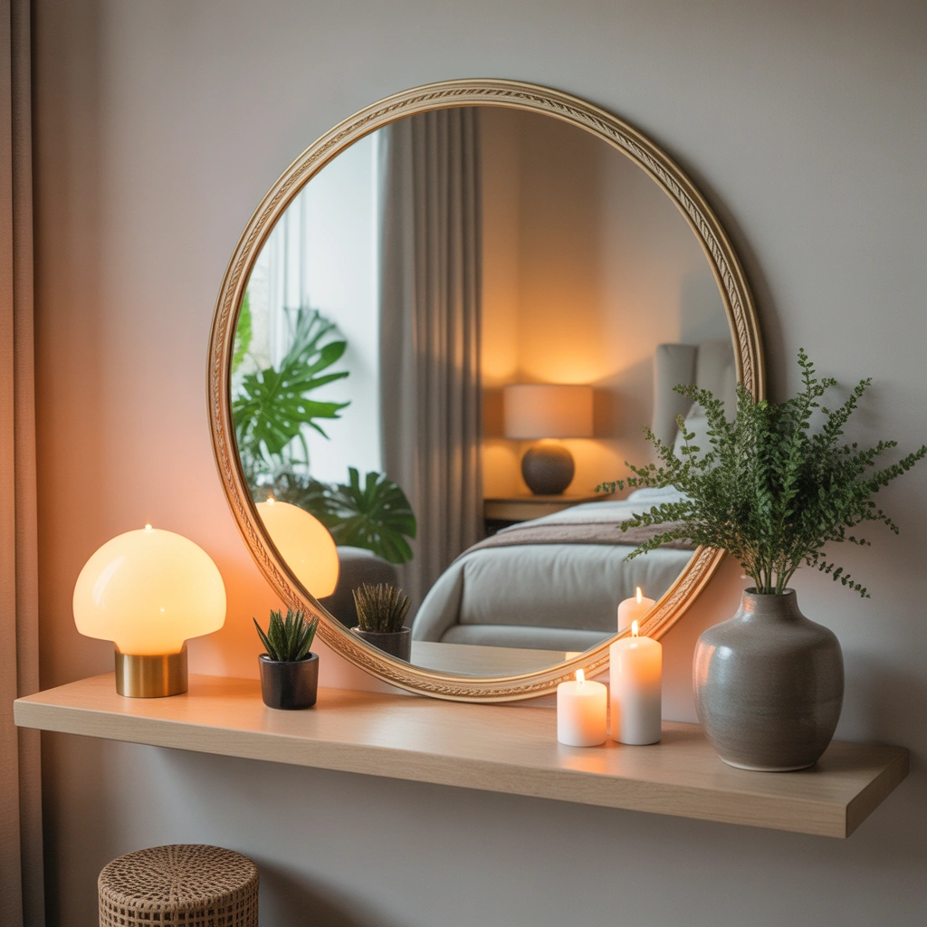 Bedroom Shelf Decor With Mirrors for a Spacious Feel