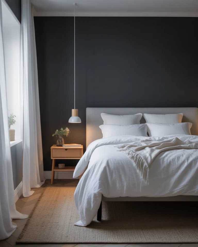 Black Accent Wall With White Minimalist Décor