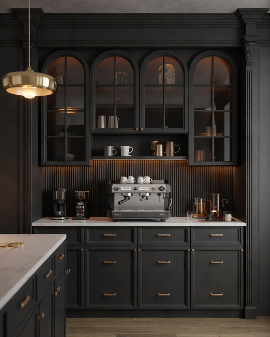 Black Coffee Bar Hutch for a Sophisticated Look