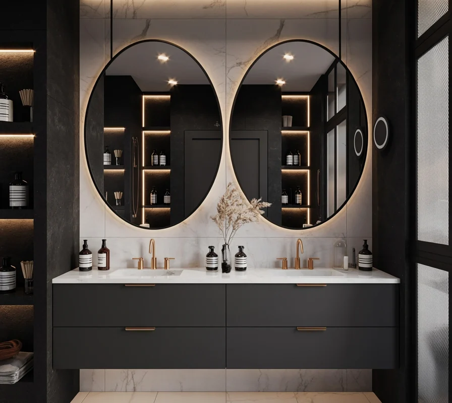 Black Double Sink Bathroom Vanity for a Bold Modern Statement