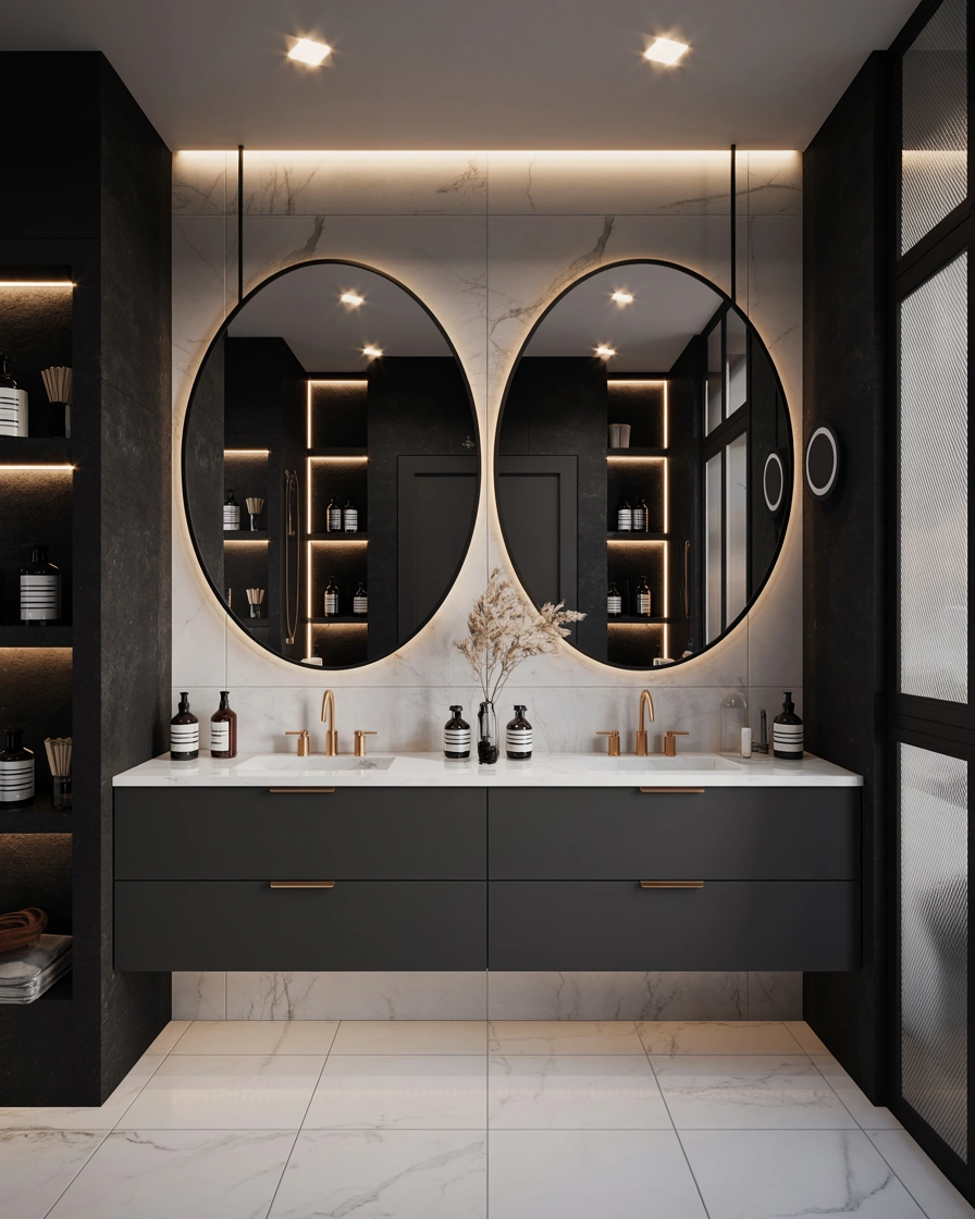 Black Double Sink Bathroom Vanity for a Bold Modern Statement