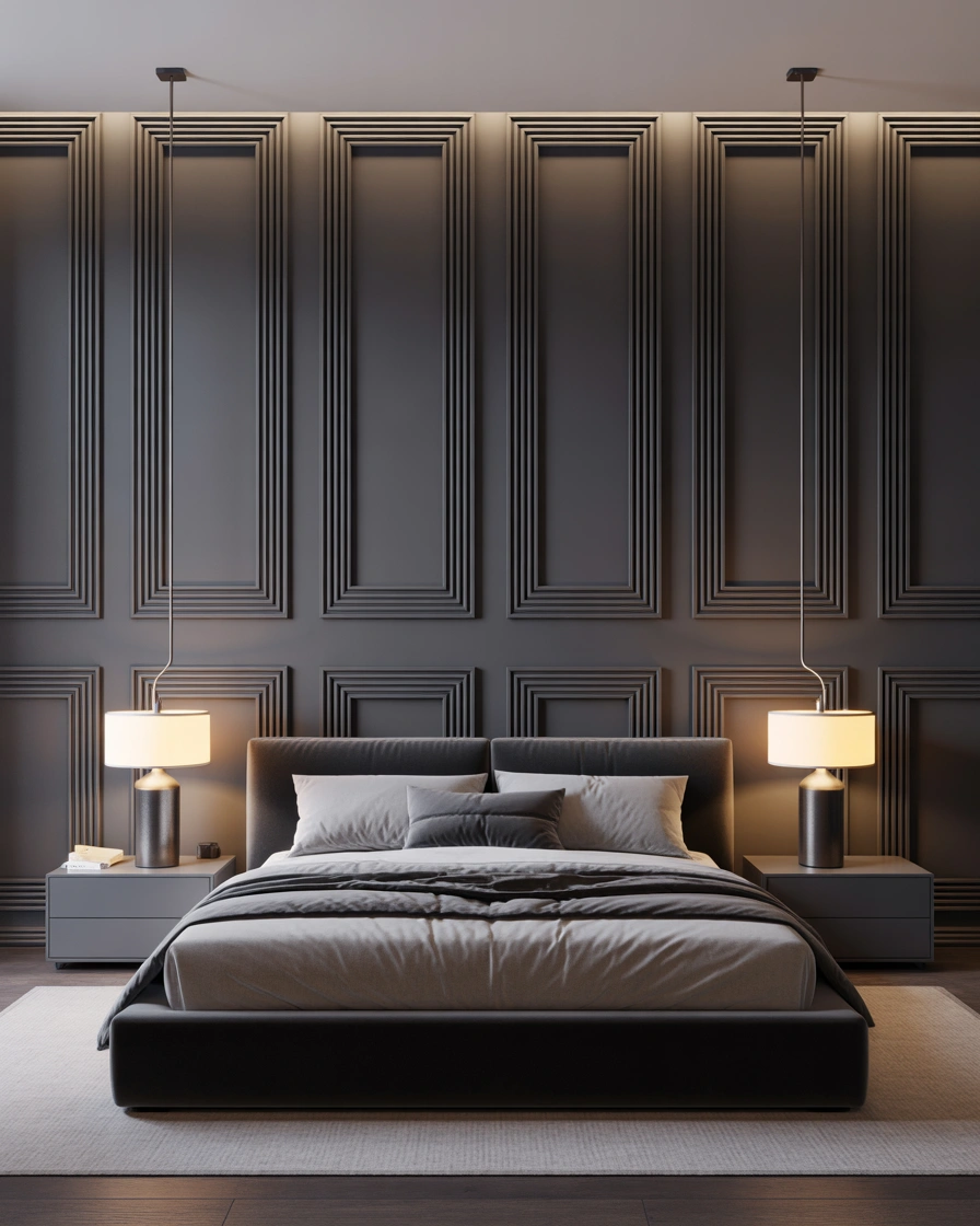 Black Geometric Accent Wall Design