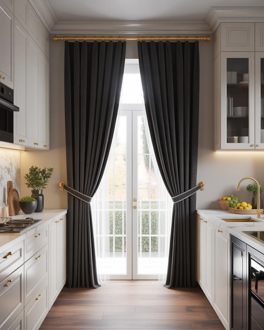 Black Kitchen Curtains for a Bold and Dramatic Style