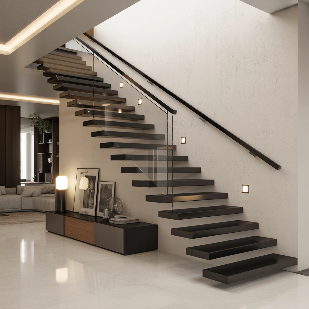 Black Wall Staircase Design