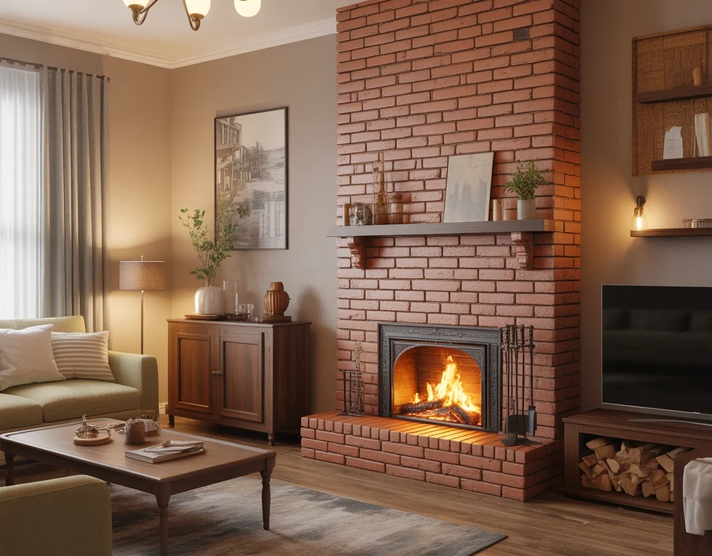 Brick Corner Fireplace