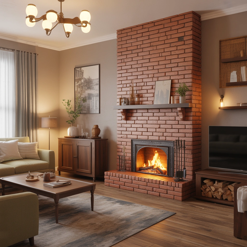 Brick Corner Fireplace