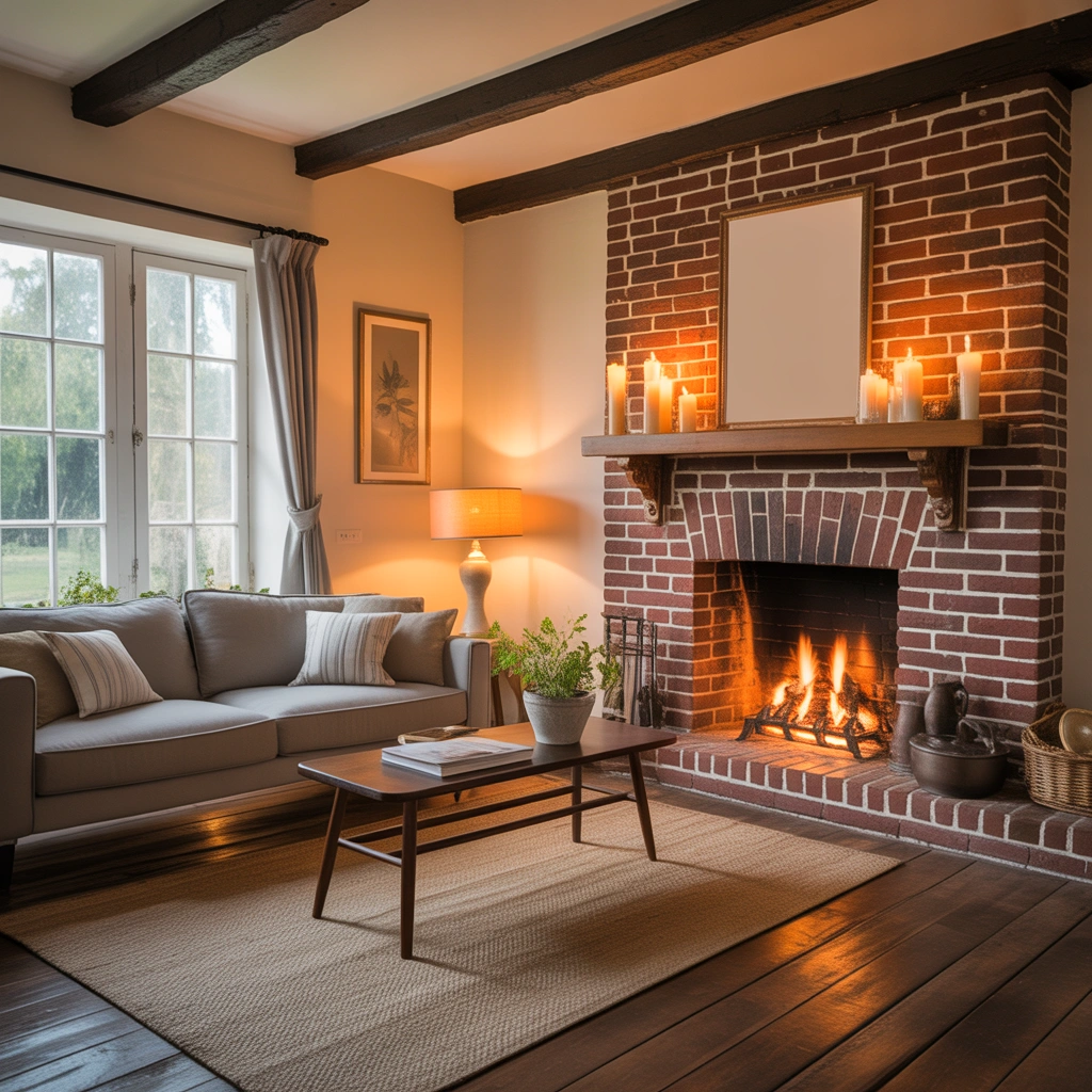 Brick Fireplace Wall for a Timeless Rustic Style
