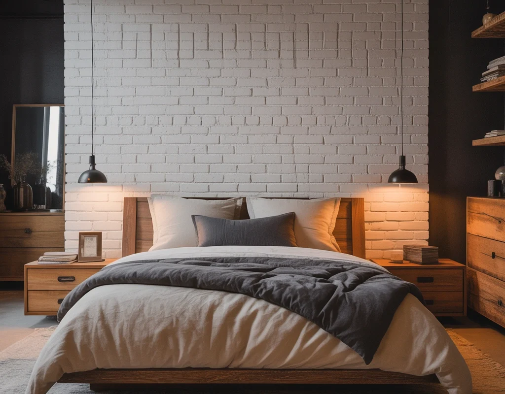 Brick Wallpaper for an Industrial and Modern Bedroom Style