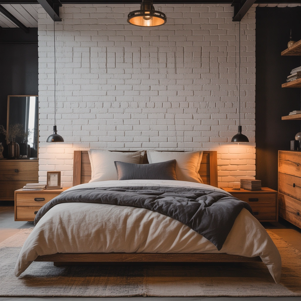 Brick Wallpaper for an Industrial and Modern Bedroom Style