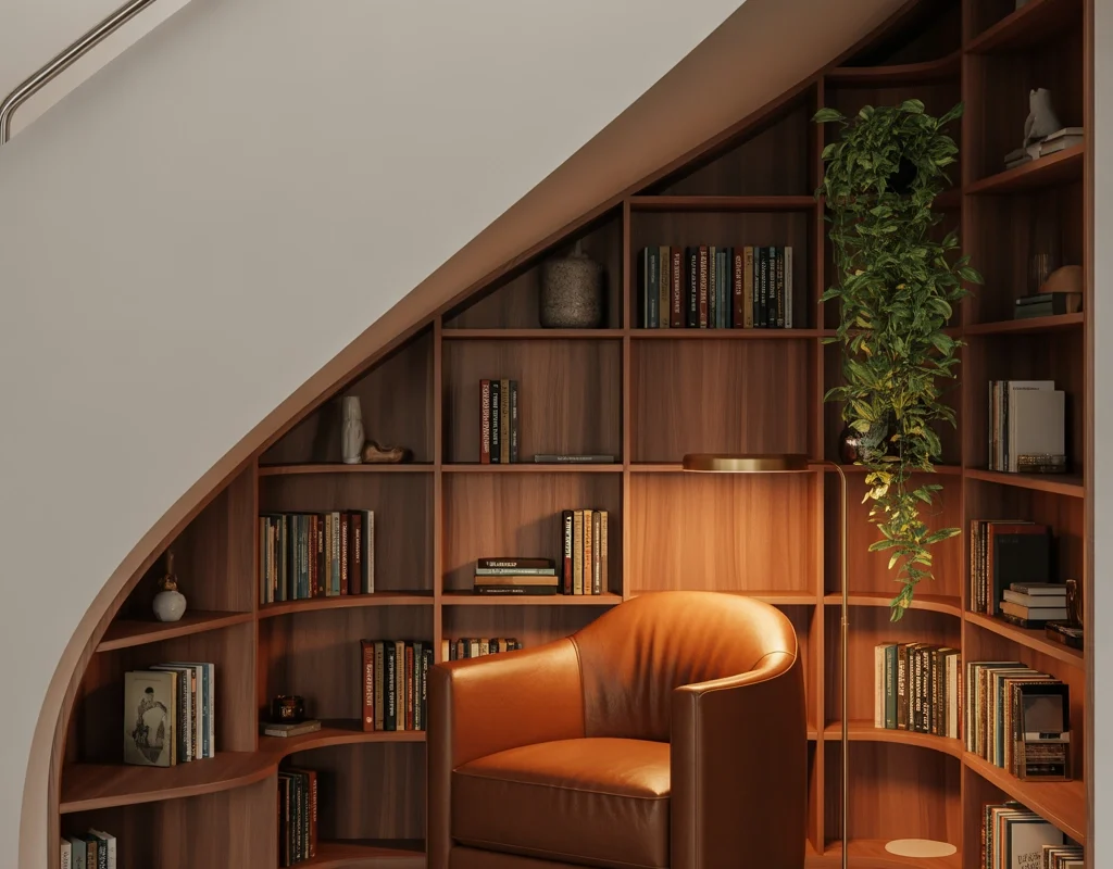 Build a Home Library Under the Stairs