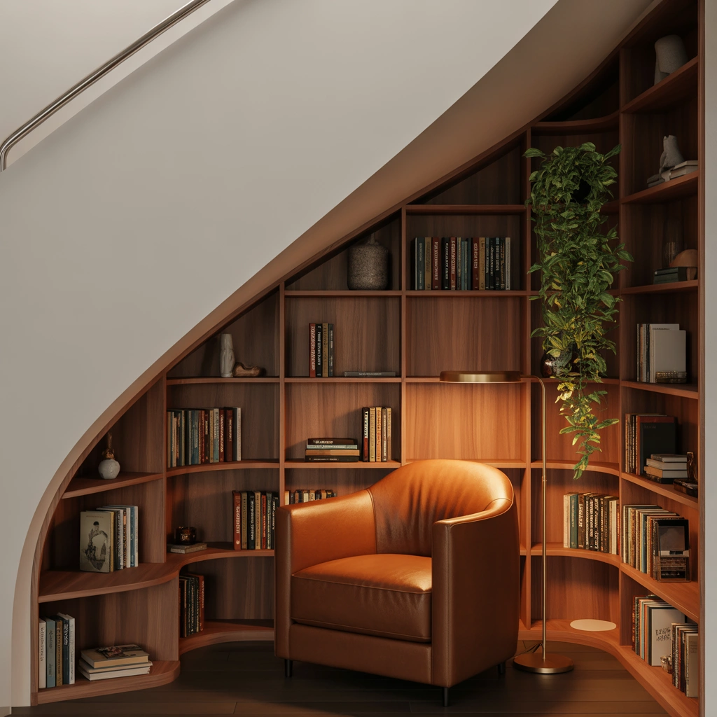 Build a Home Library Under the Stairs